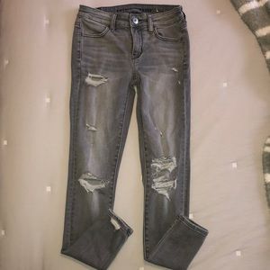 American Eagle Grey Ripped Skinny Jeans